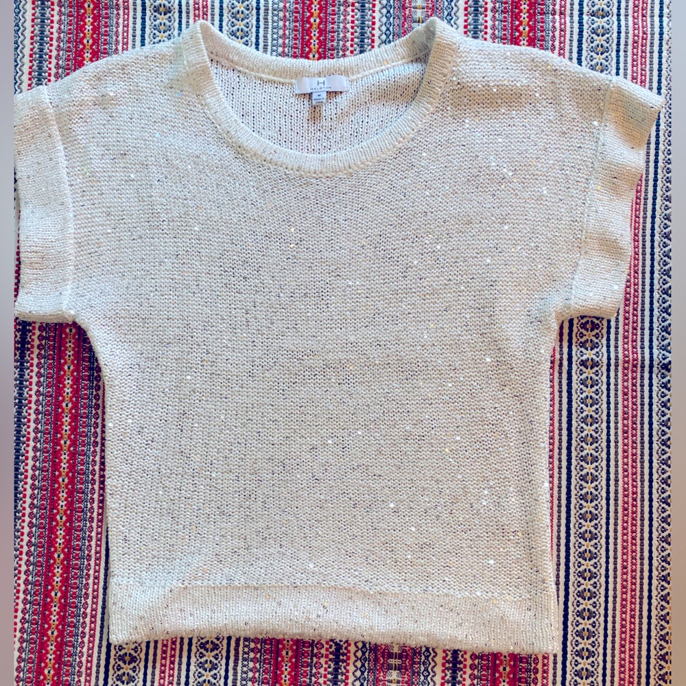 Halston sequin knit tank top in ice gray size medium